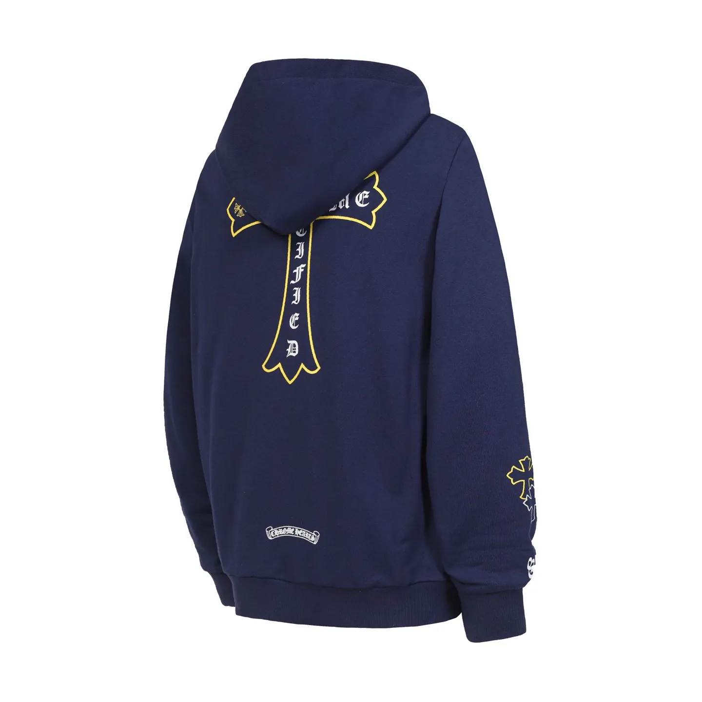 P240 L3191 Cross-border running quantity model, please do not place an order if you pursue quality - Chrome Hearts/Chrome Heart Cross ✝️Sanskrit printed hooded sweatshirt - High weight, high density and high quality, soft, delicate and skin-friendly wool, soft and silky to the touch, excellent warmth and skin-friendly properties - Custom-woven and custom-dyed, no color difference, no matter the fabric or workmanship details, beat the ordinary version on the market - Hardware zipper accessories are all customized, full of details -Colour: Dark blue -Size: S M L XL